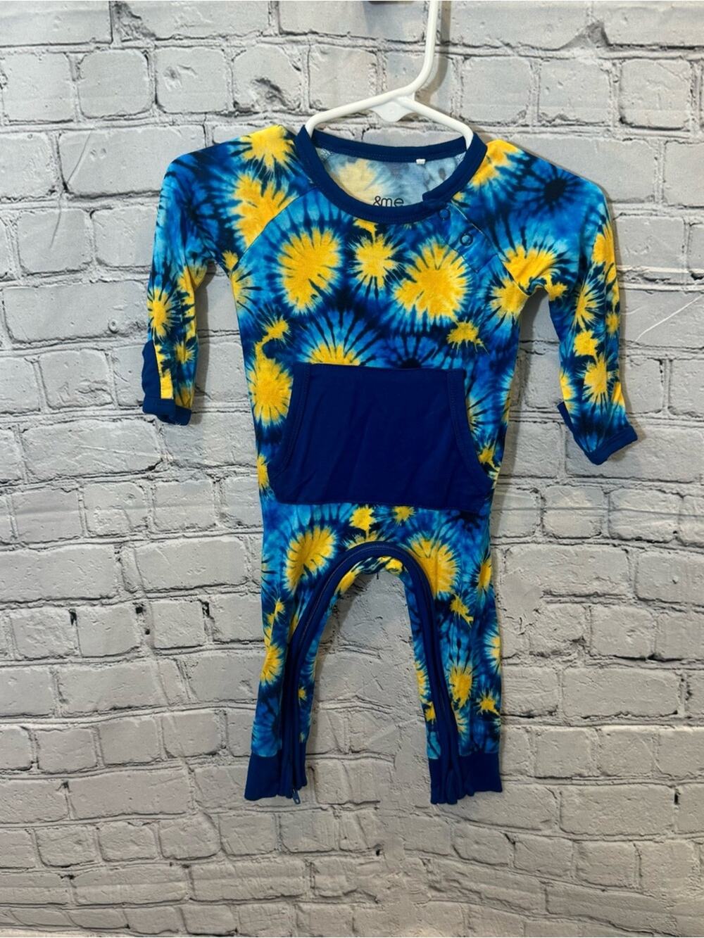 &Me Bamboo Sunburst Pattern Bamboo Crescent Zippie Romper